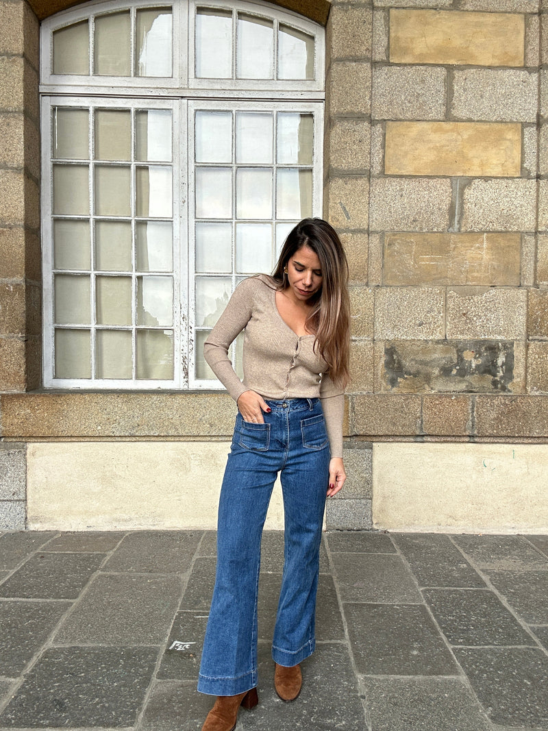 Cardigan Fin Louise Taupe