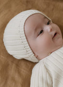 Bonnet En Laine Mélangée Rétro - Écru