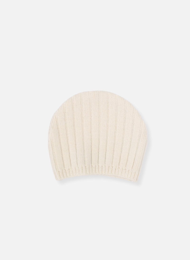 Bonnet En Laine Mélangée Rétro - Écru