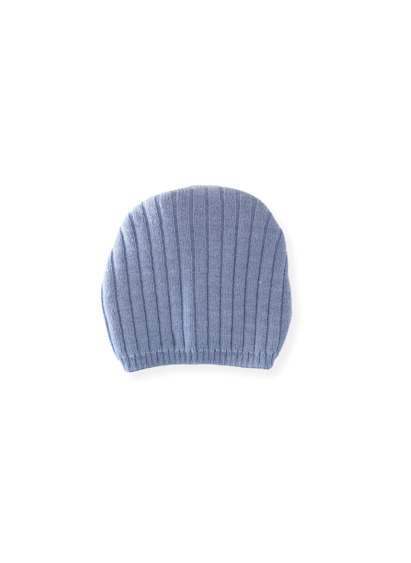 Bonnet En Laine Mélangée Rétro - Bleu Clair