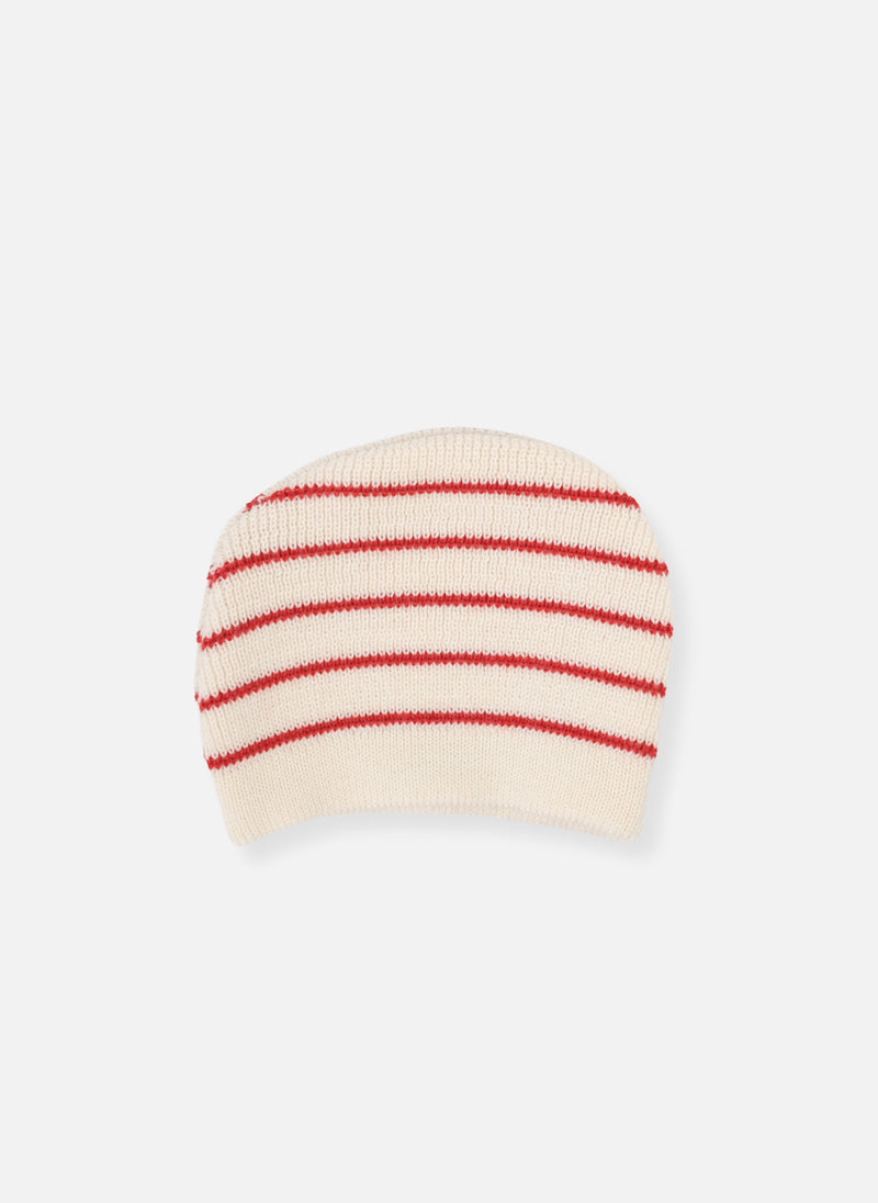 Little Sailor Wool Blend Hat - Ecru With Red Stripes