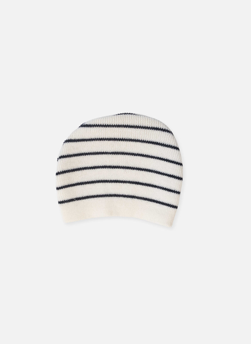 Bonnet En Laine Mélangée Petits Marins - Écru À Rayures Marines
