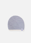 Milleraies Beanie - Ecru With Azure Blue Stripe