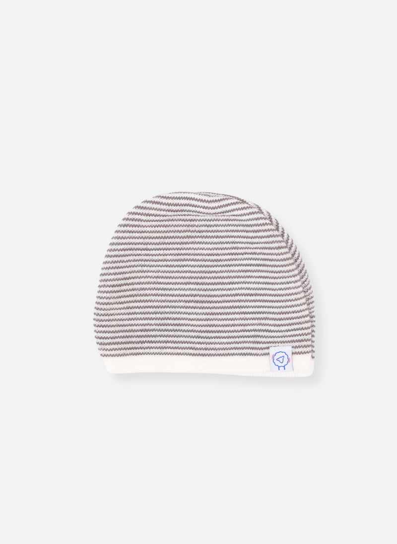 Milleraies Beanie - Ecru With Licorice Stripe