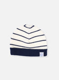 Bonnet À Revers Court - Écru À Rayures Marines