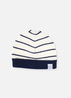 Bonnet À Revers Court - Écru À Rayures Marines