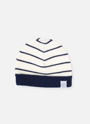 Bonnet À Revers Court - Écru À Rayures Marines