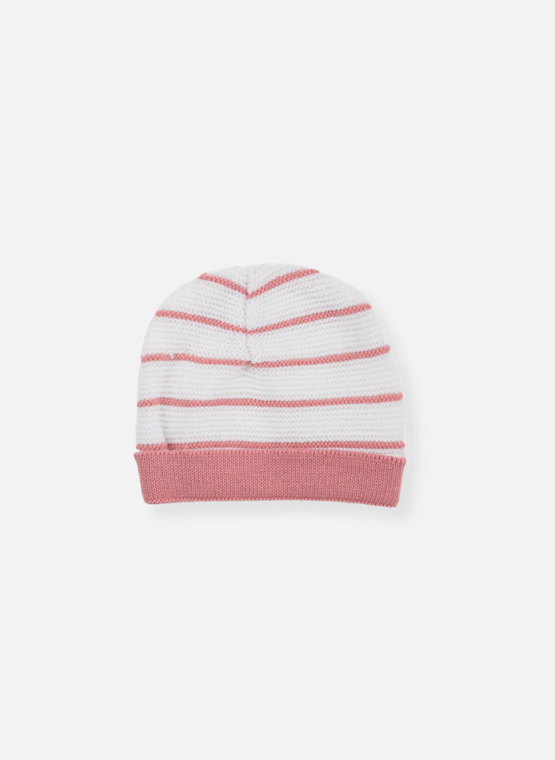 Bonnet À Revers Court - Ecru À Rayure Pétunia