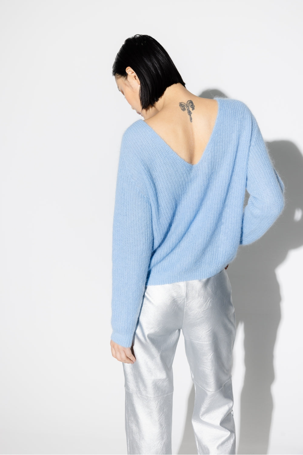 Pantalones con efecto de piel y metal plateado The Rodney