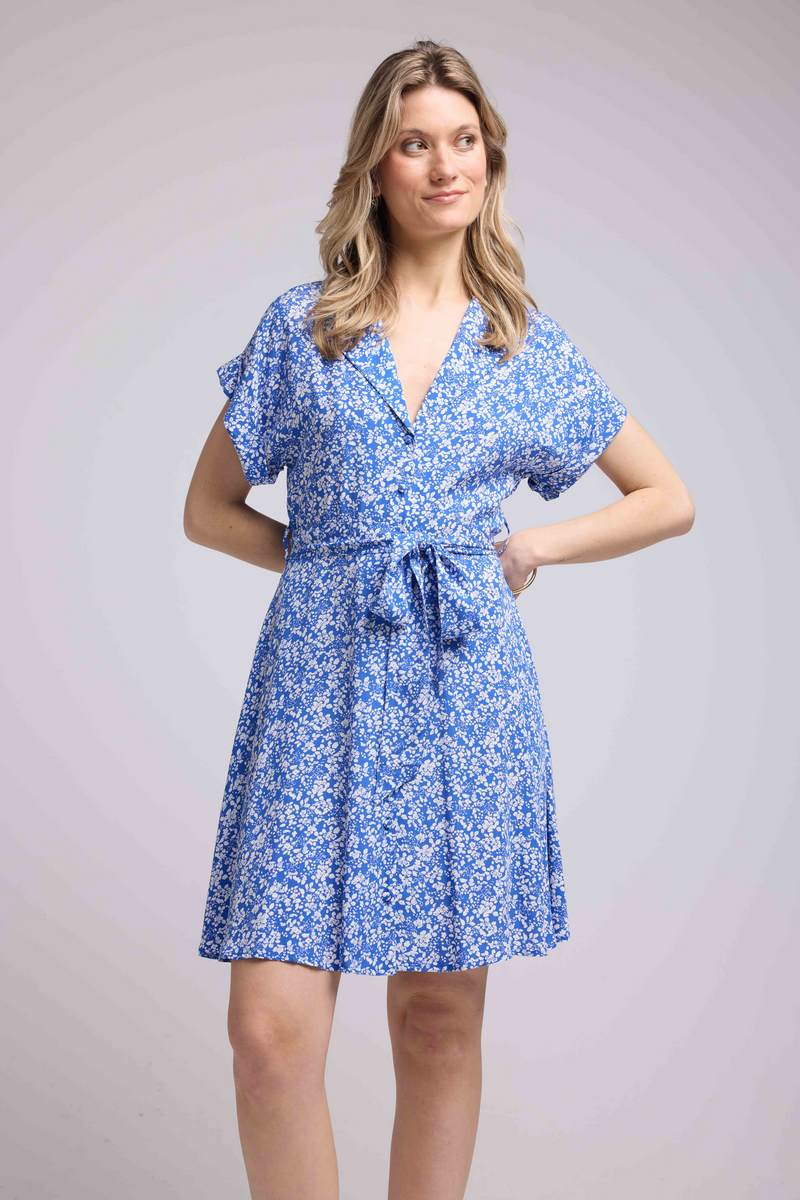 Robe Courte Manches Courtes - Bleu