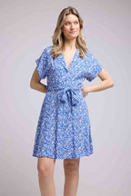 Robe Courte Manches Courtes - Bleu