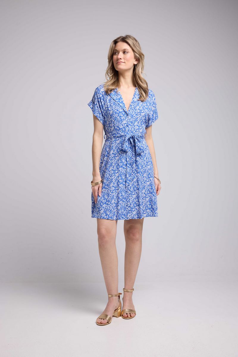 Robe Courte Manches Courtes - Bleu