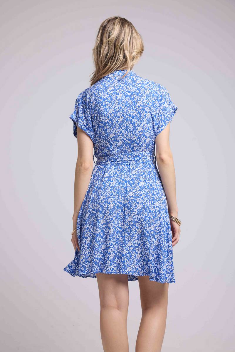 Robe Courte Manches Courtes - Bleu