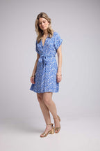 Robe Courte Manches Courtes - Bleu