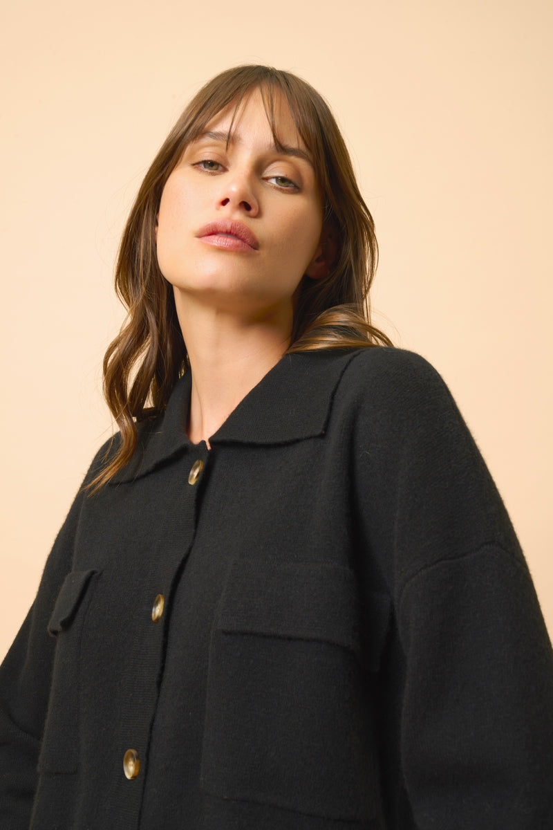 Veste Boutonnée Col Chemise - Hekla - Noir