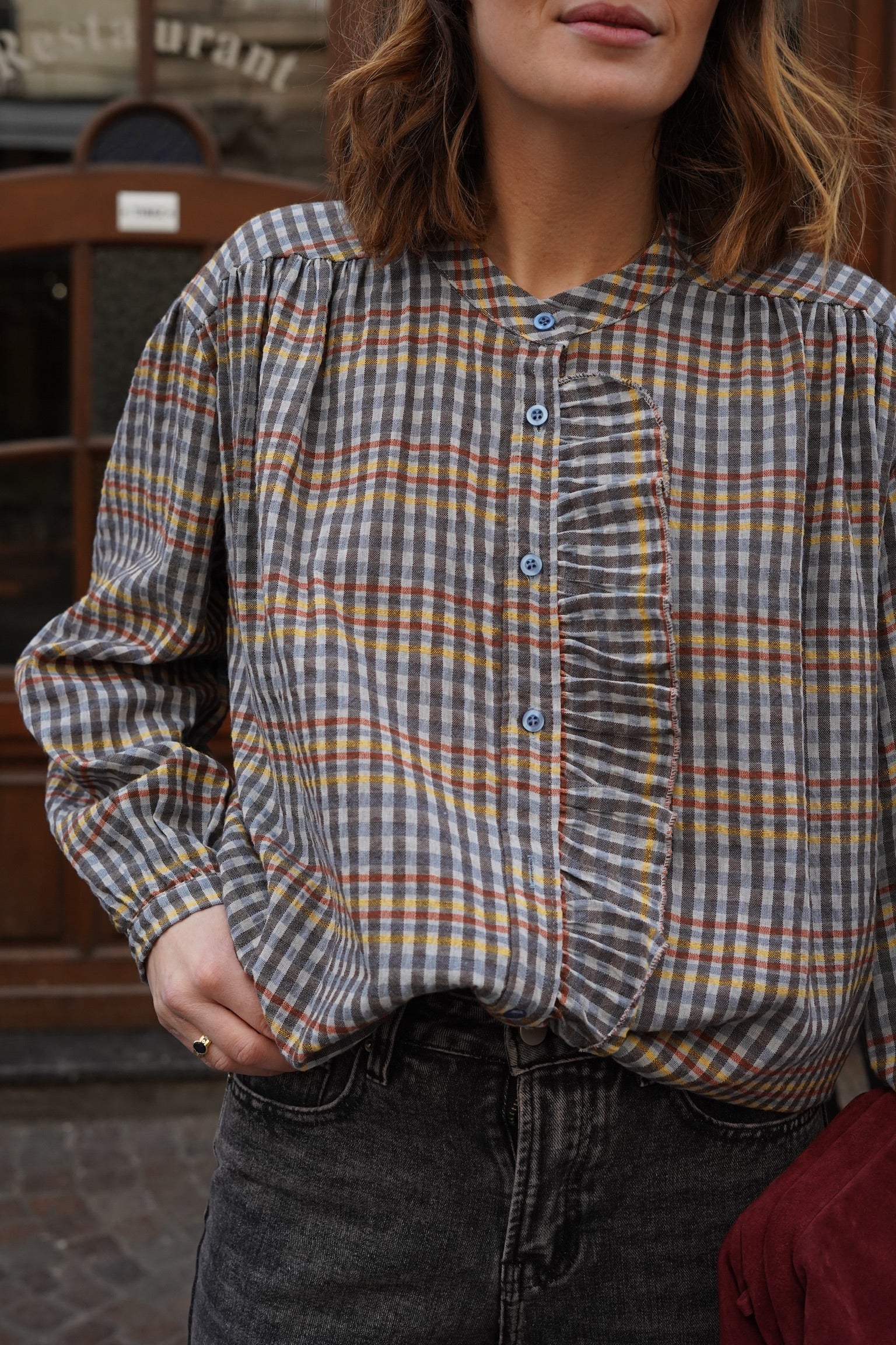 Colette Blue/Yellow Check Blouse