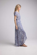 Long Short Sleeve Dress - Print Blue