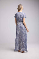 Long Short Sleeve Dress - Print Blue
