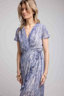 Long Short Sleeve Dress - Print Blue