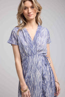 Long Short Sleeve Dress - Print Blue