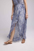 Long Short Sleeve Dress - Print Blue