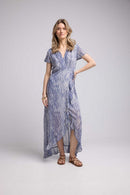 Long Short Sleeve Dress - Print Blue
