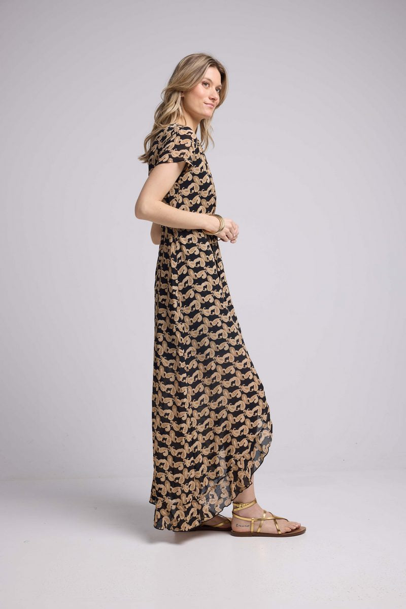 Robe Long Manches Courtes - Cachemire Noir