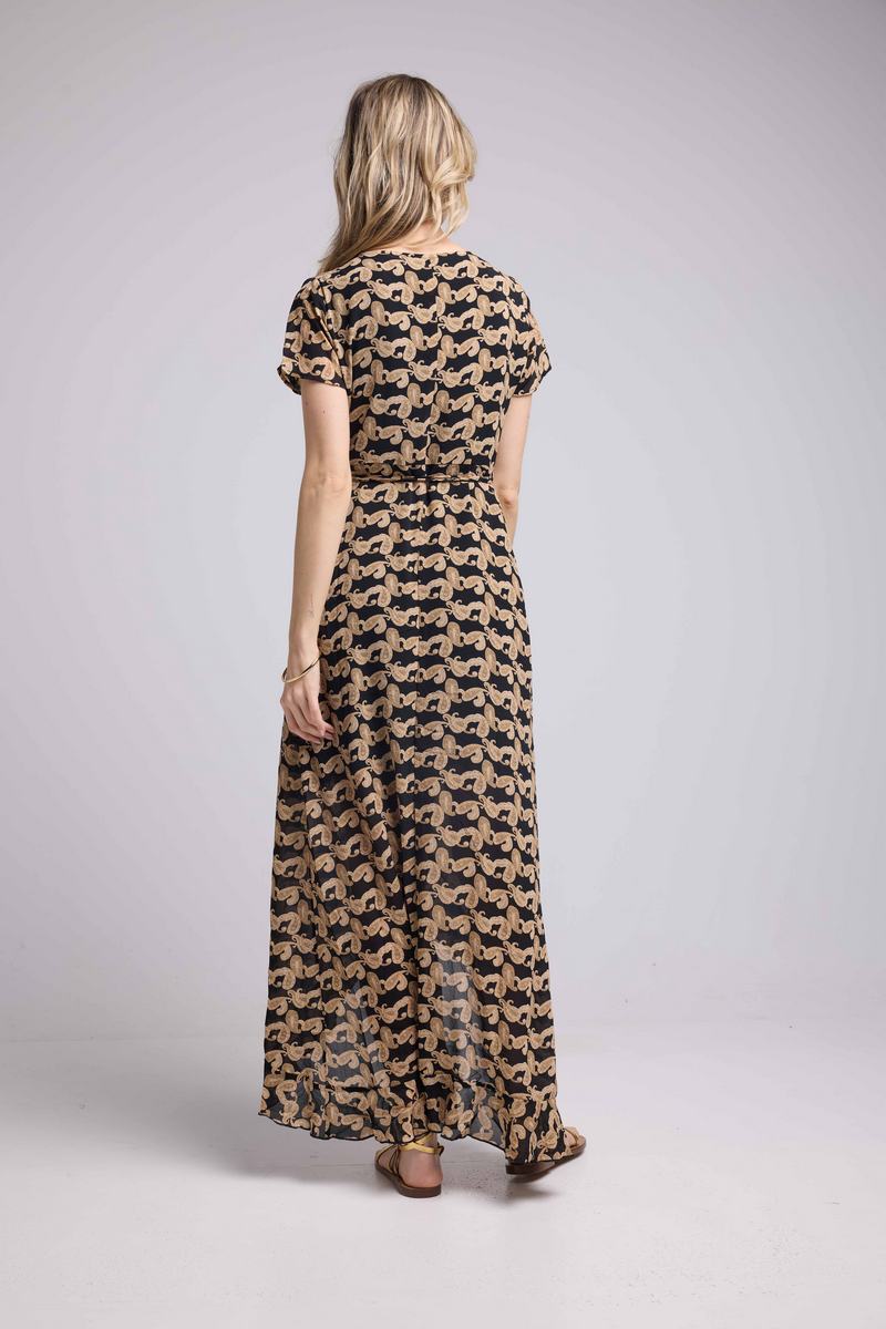 Robe Long Manches Courtes - Cachemire Noir