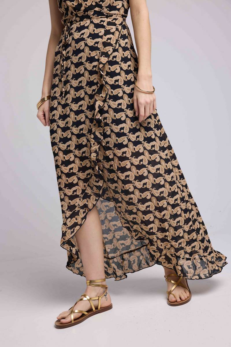 Robe Long Manches Courtes - Cachemire Noir