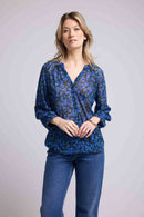 Blusa de manga larga - Flores azules