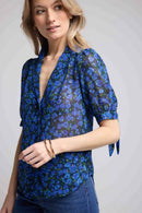 Blusa de manga larga - Flores azules