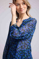 Blusa de manga larga - Flores azules