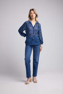 Blusa de manga larga - Flores azules