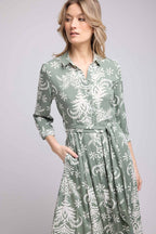 Vestido Largo Manga Larga - Kahki