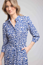 Robe Long Manches Longues - Navy Blanc
