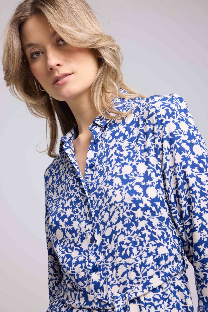 Robe Long Manches Longues - Navy Blanc
