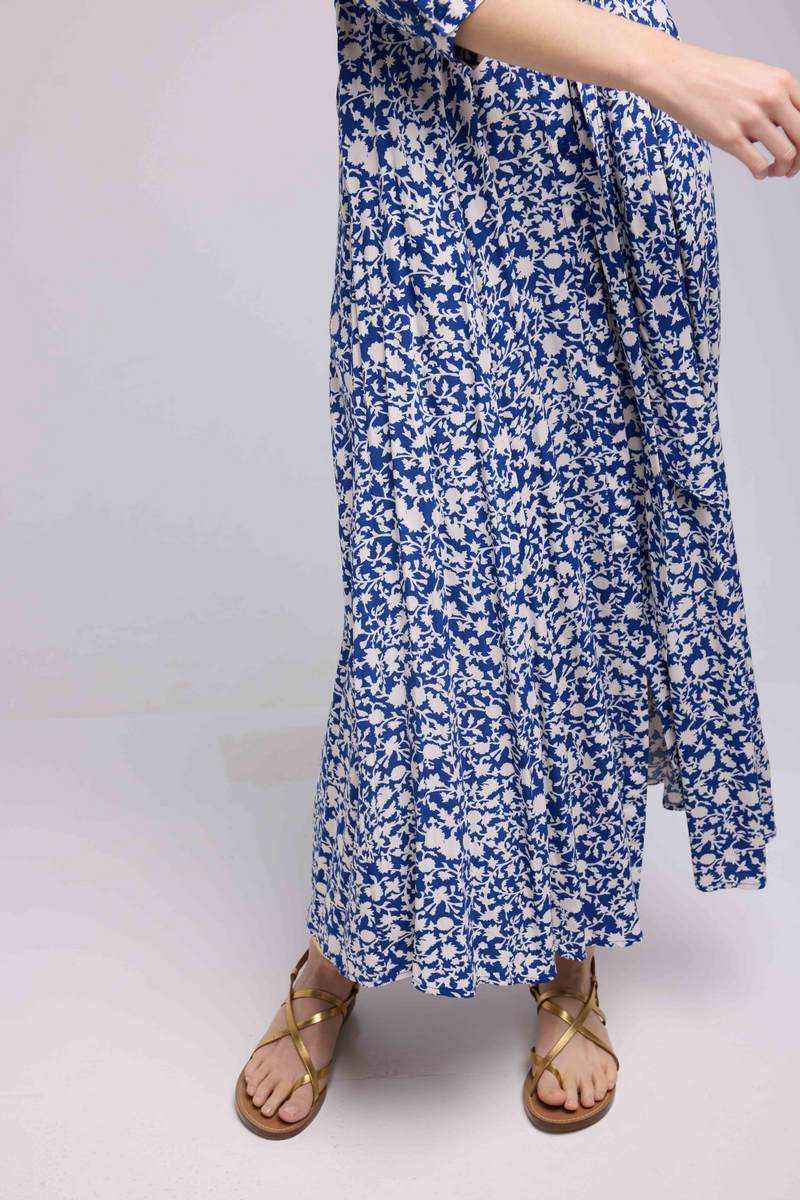 Robe Long Manches Longues - Navy Blanc