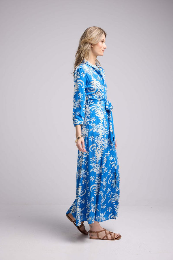 Robe Long Manches Longues - Bleu Roi Blanc