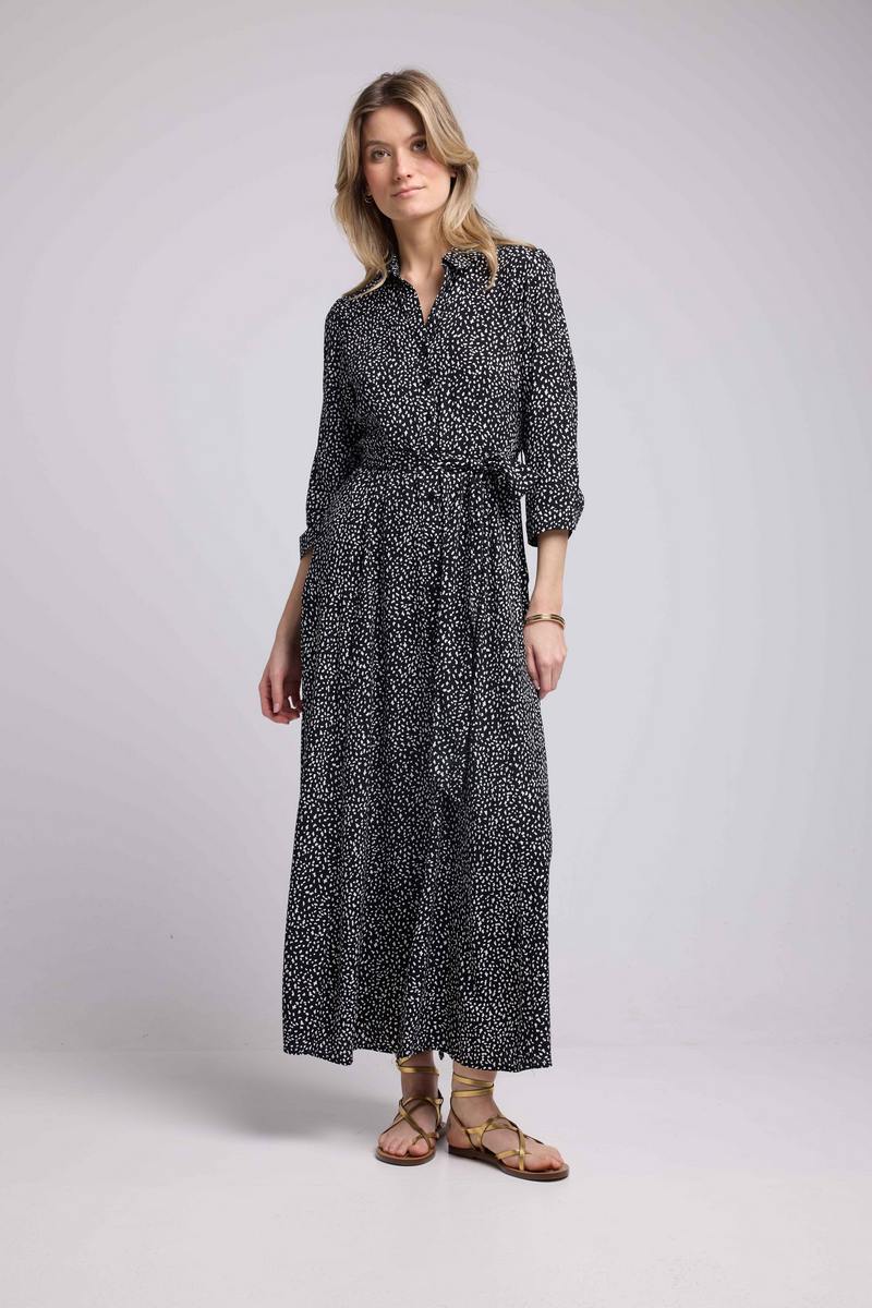 Vestido largo de manga larga - Negro