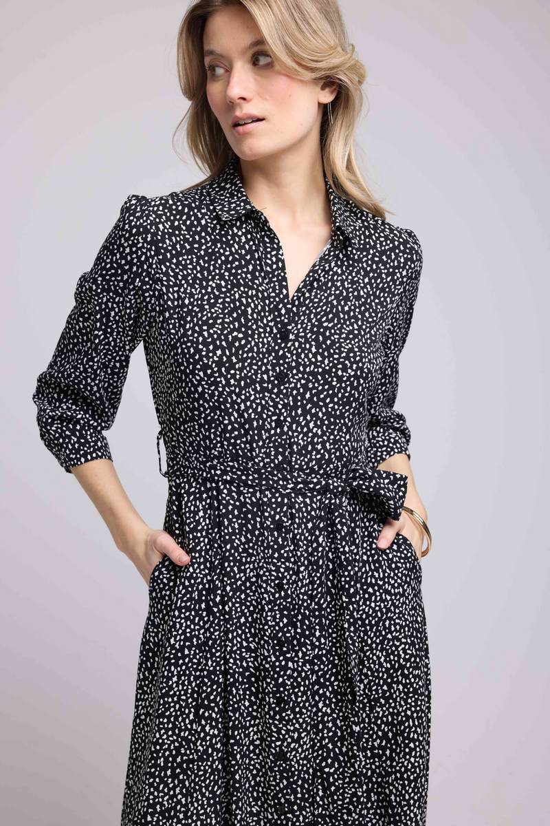 Vestido largo de manga larga - Negro
