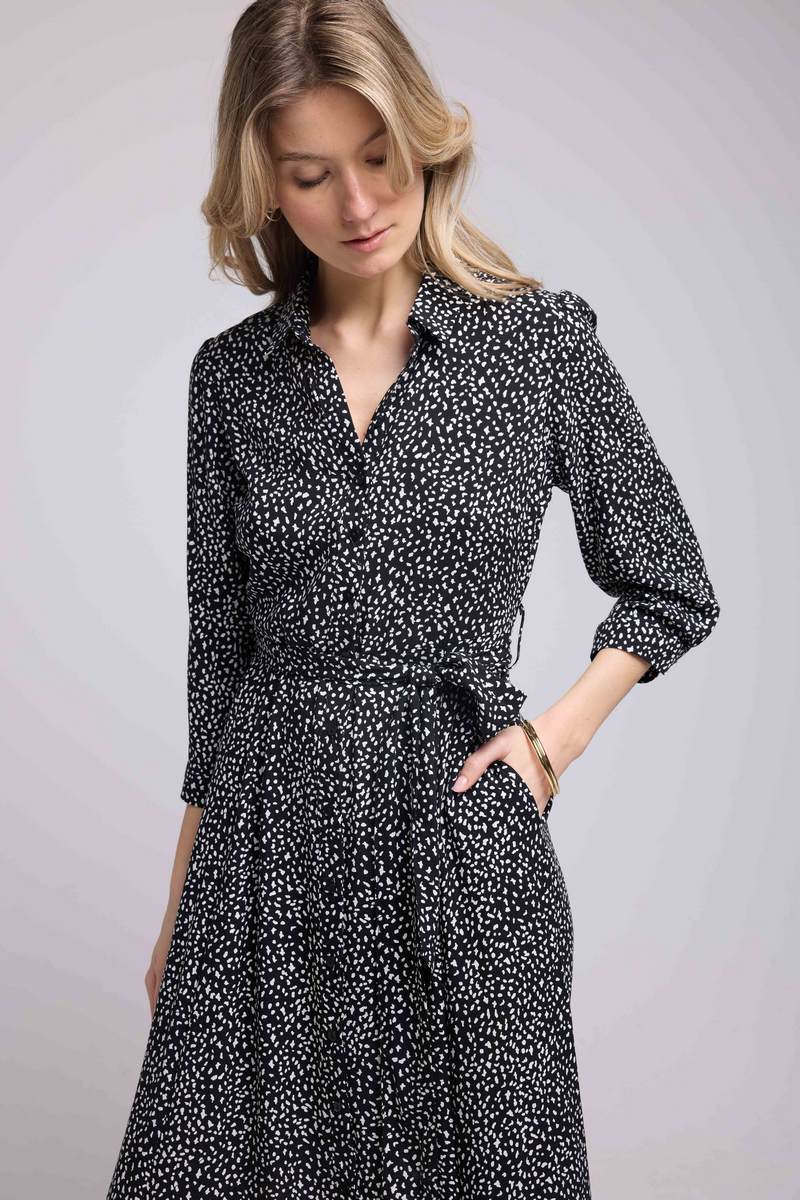 Vestido largo de manga larga - Negro