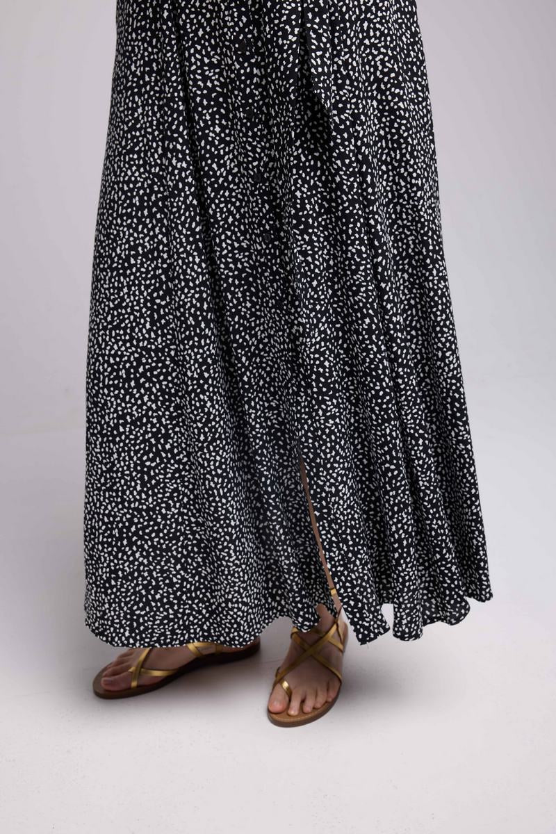 Vestido largo de manga larga - Negro
