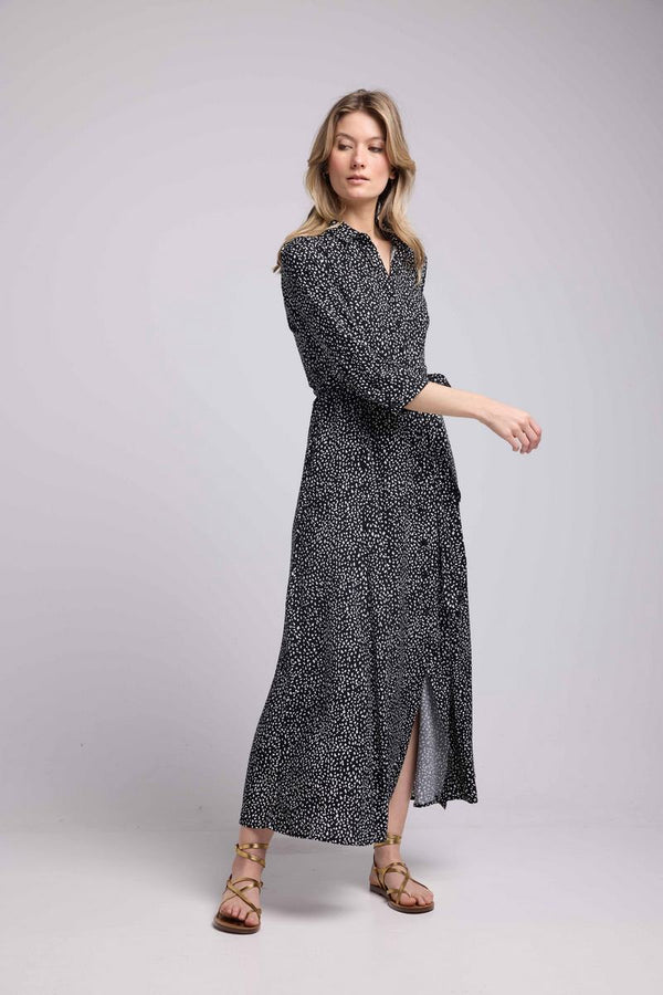 Vestido largo de manga larga - Negro