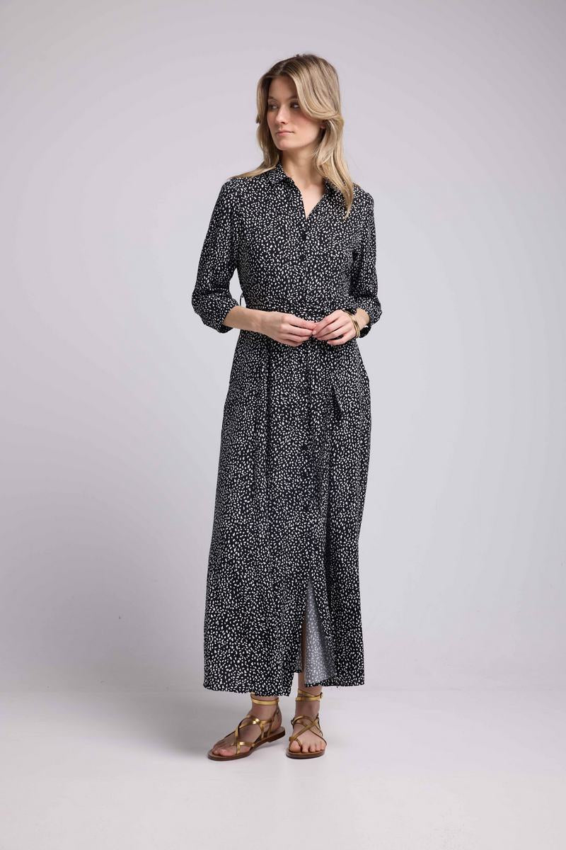 Vestido largo de manga larga - Negro