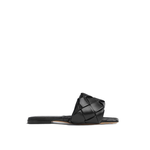 Sandales - Bottega Veneta Intrecciato Leather Flat - Black