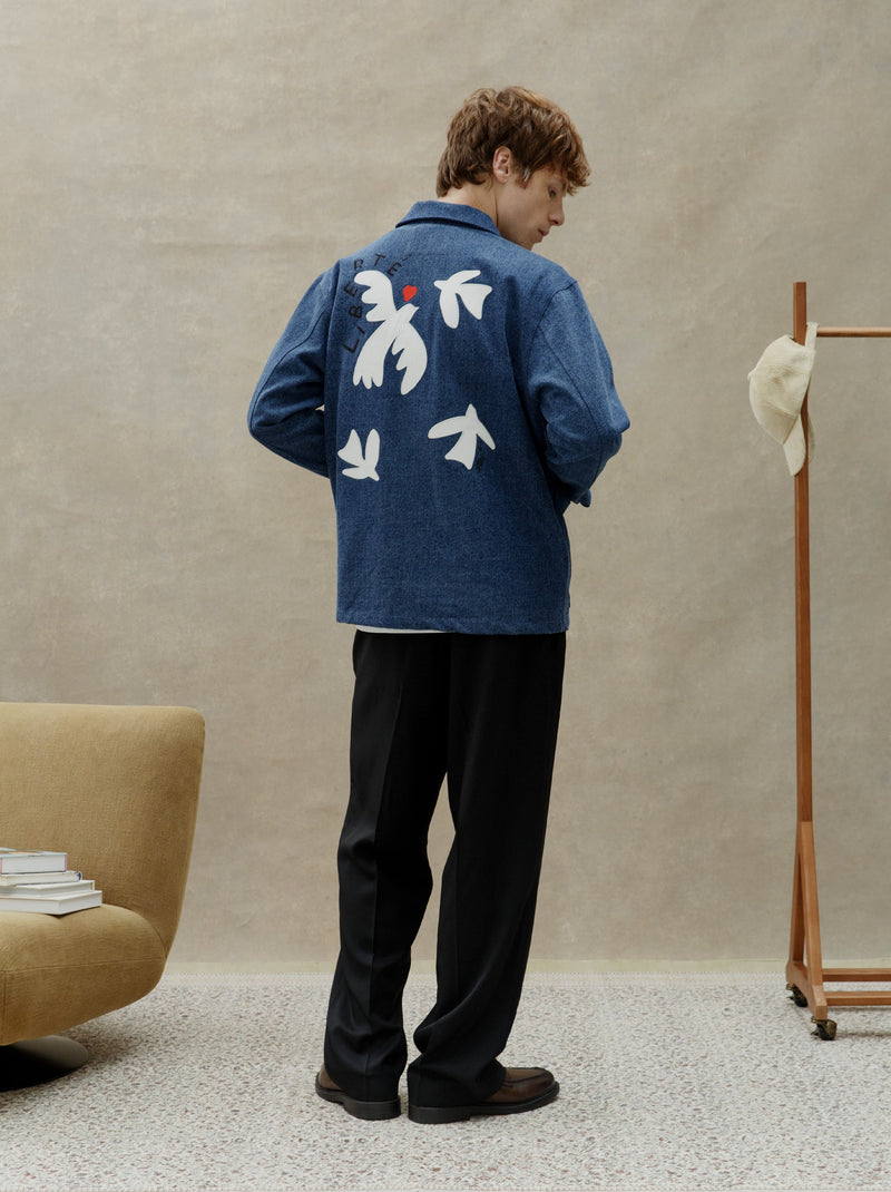 Veste brodée unisexe LIBERTÉ denim