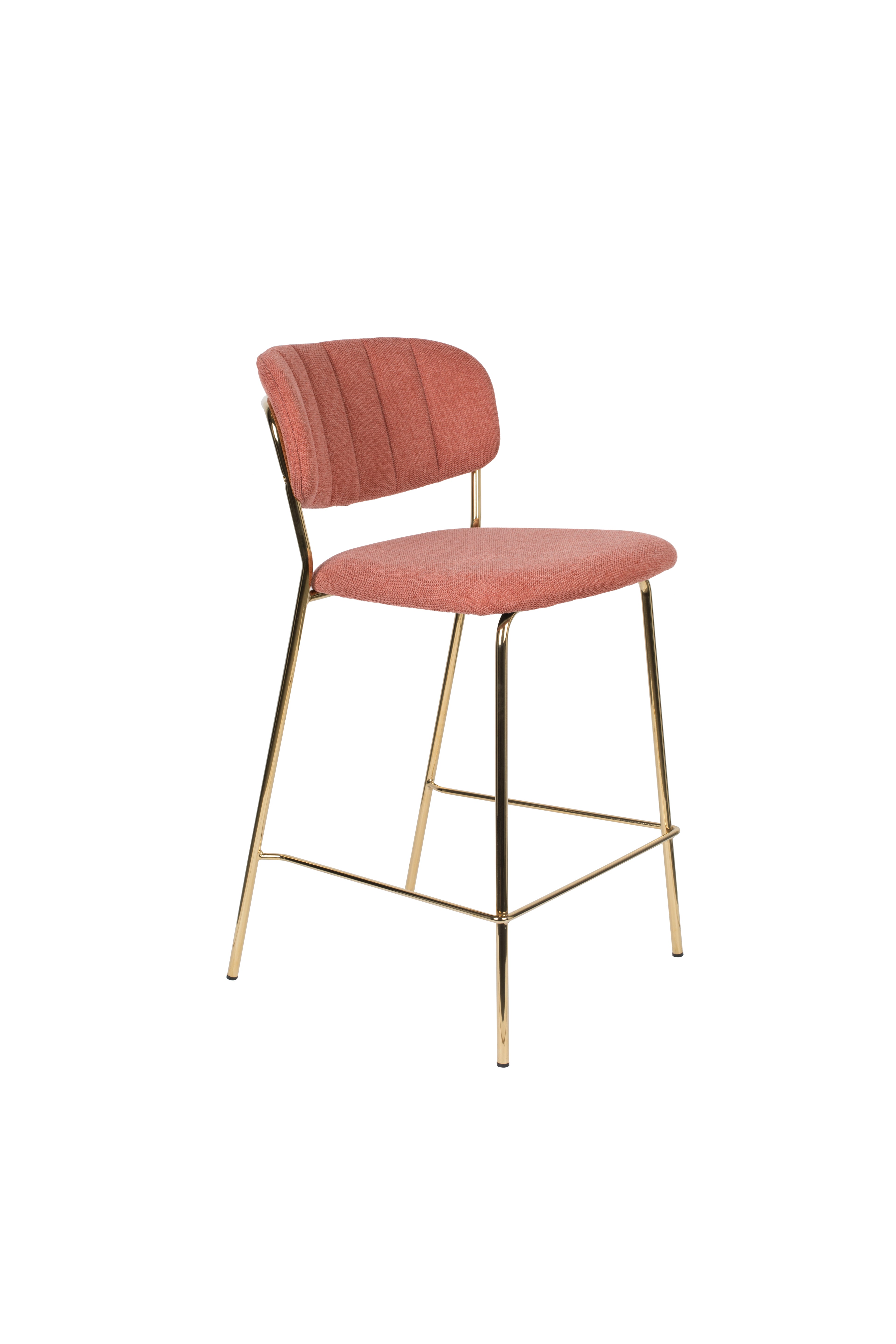 Jolien - Bar & Counter Stool - Fabric - Gold/Pink