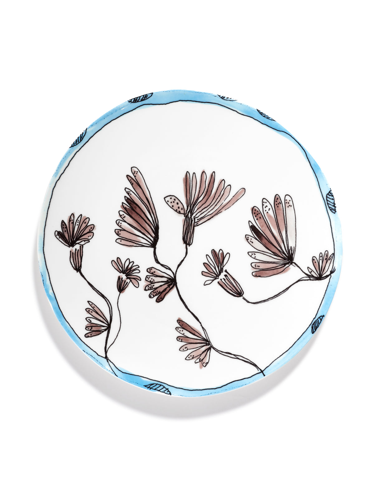 Midnight Flowers - Plat De Service - L - Porcelaine Bone China - Camelia Aubergine
