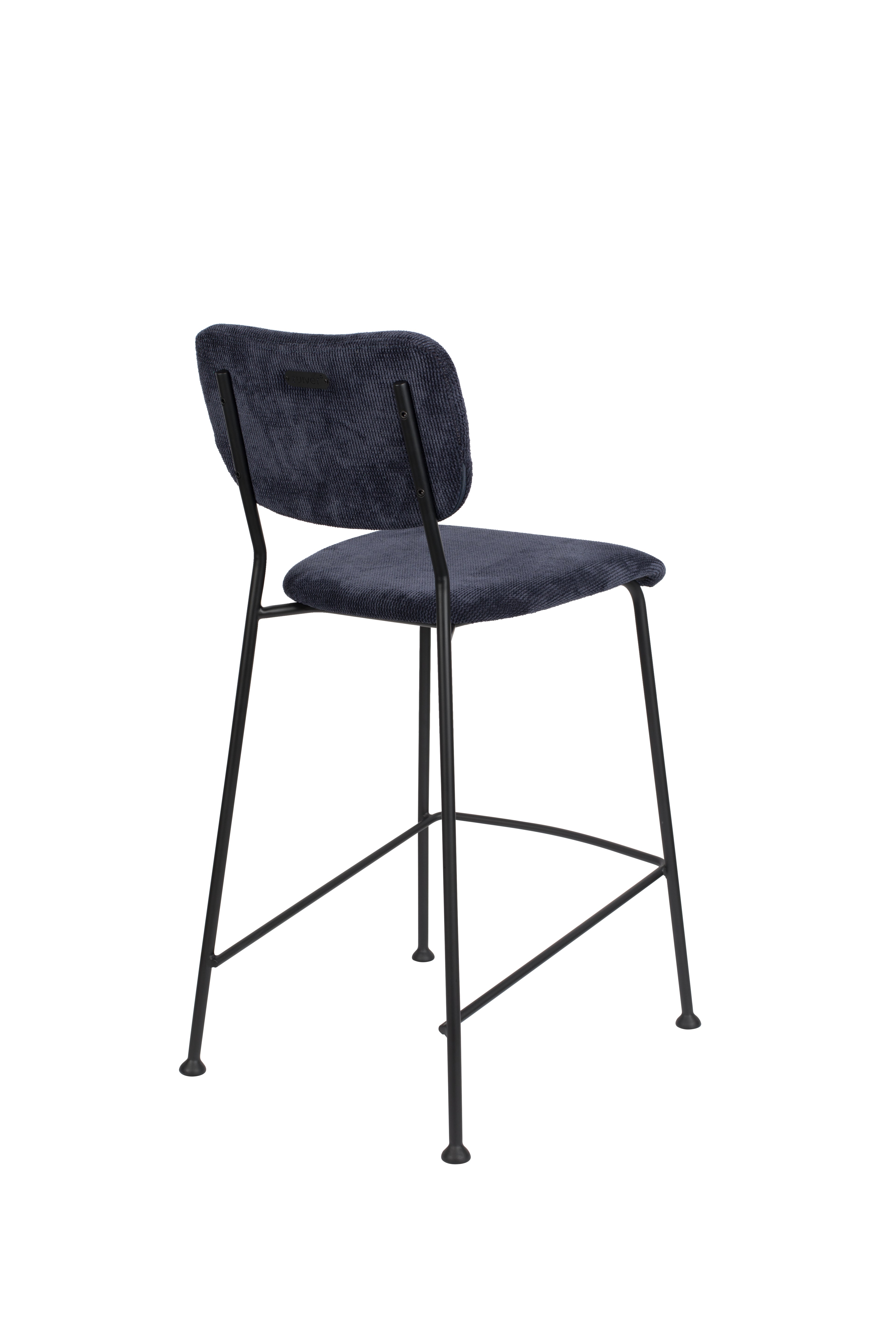Benson 64,5 Cm - Tabouret De Bar & De Comptoir - Tissu - Bleu Foncé
