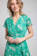 Robe Courte Manches Courtes - Print Vert